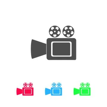 Cinema camera icon flat Stock Illustration