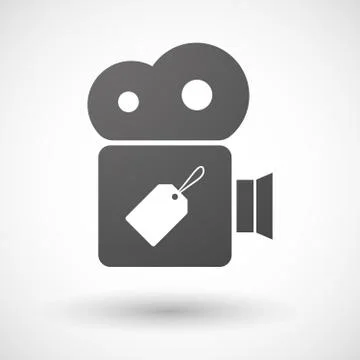 Cinema camera icon with a label Stock Illustration