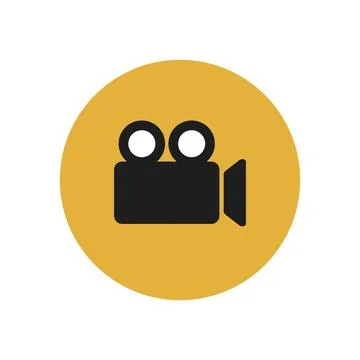 Cinema camera icon. A round cinematography icon. Vector. Stock Illustration
