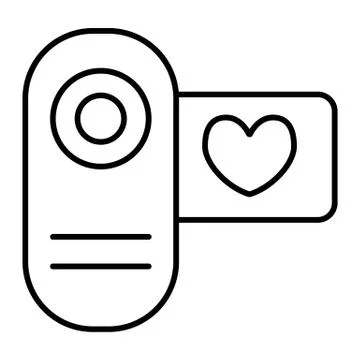 Cinema camera thin line icon. Love video vector illustration isolated on white Stock Illustration