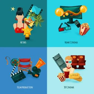 Cinema Cartoon Set Illustrazione stock