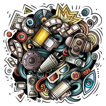 Cinema cartoon vector doodle design Stock Illustration