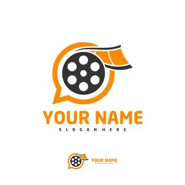 Cinema Chat logo vector template, Creative Film Strip Cinema logo design conc Stock Illustration