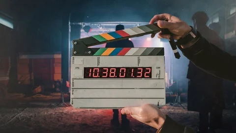 Cinema Clapboard 4K / Movie Set Stock Footage