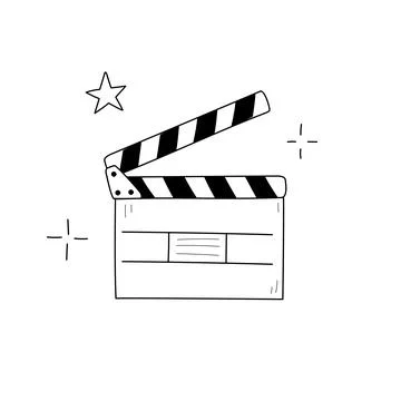 Cinema clapboard clickcer line icon Stock Illustration
