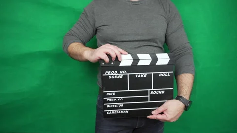 Cinema Clapper Board on Hands Stock Footage 170623971