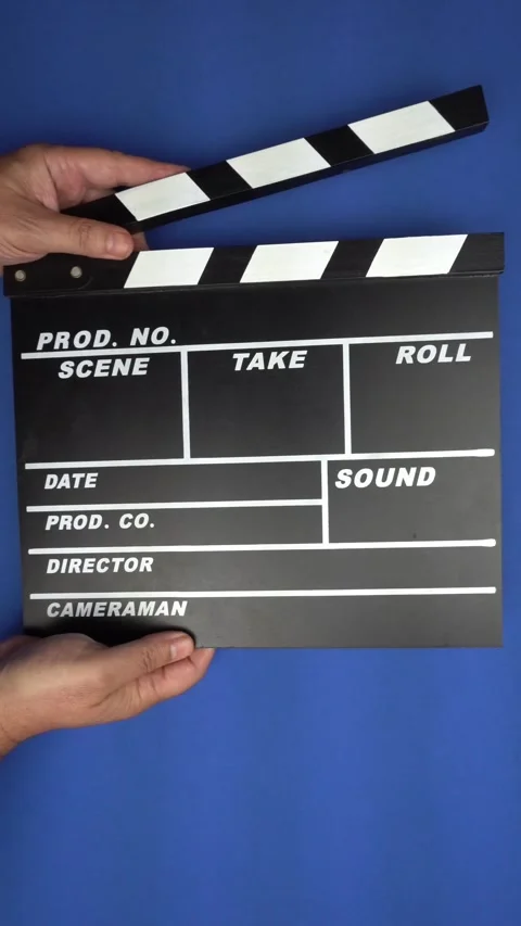Cinema Clapper Board on Hands Stock Footage 282610593
