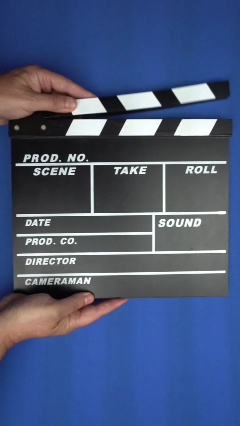 Cinema Clapper Board on Hands Stock Footage 282610595