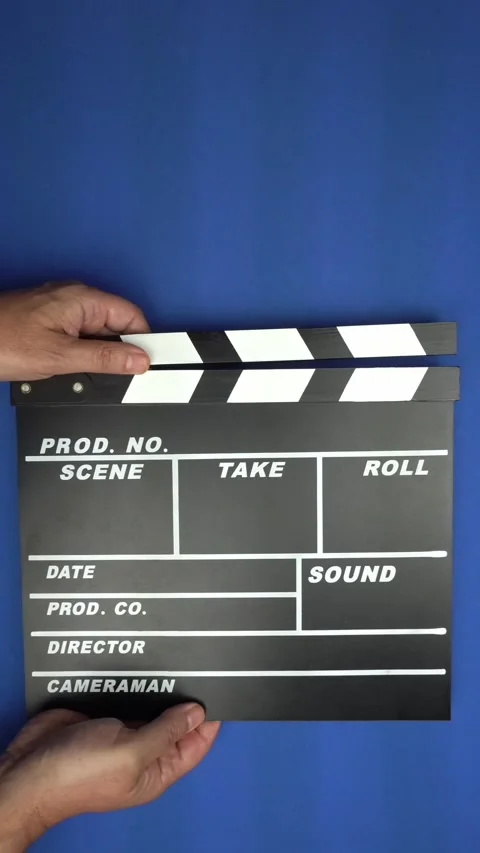 Cinema Clapper Board on Hands Stock Footage 282610604