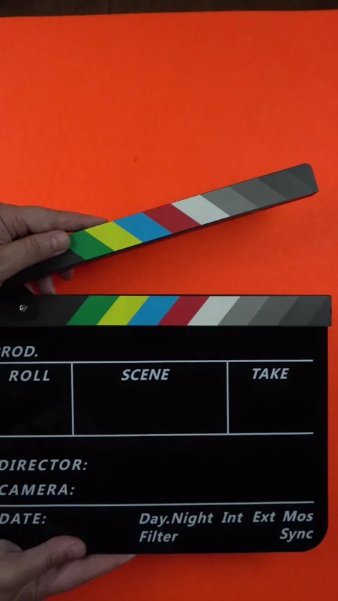 Cinema Clapper Board on Hands Stock Footage 282667560