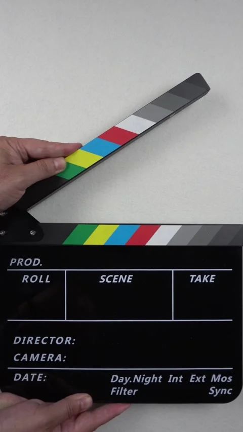 Cinema Clapper Board on Hands Stock Footage 282667594