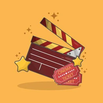 Cinema Clapperboard and Ticket Vector Illustrazione stock