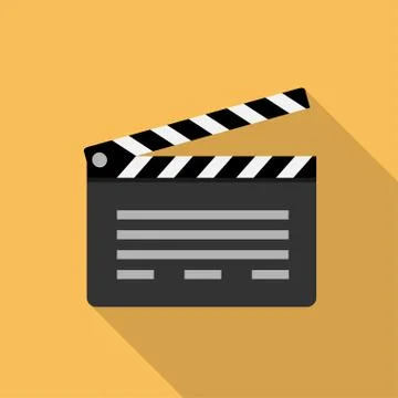 Cinema clapperboard icon flat style. Vector design element Stock Illustration