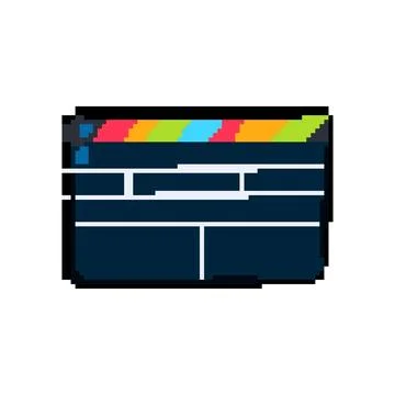 Cinema clapperboard pixel art vector illustration Illustrazione stock