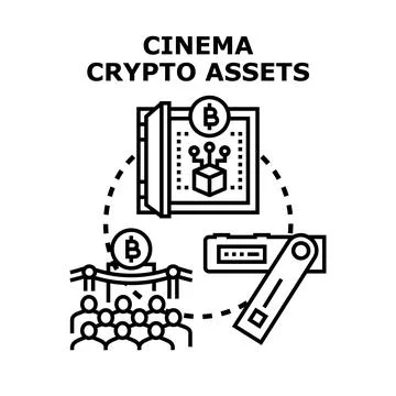 Cinema crypto assets and cryptocurrency wallet security Stock Illustration