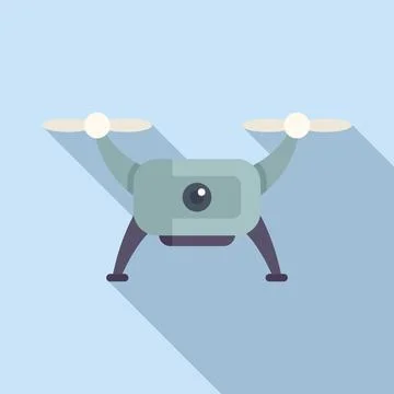 Cinema drone icon flat vector. Video aerial tech Stock Illustration