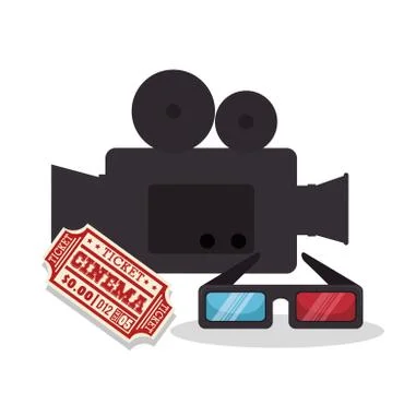 Cinema entertainment elements icons Illustrazione stock