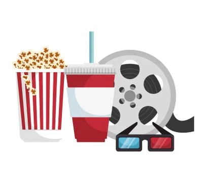 Cinema entertainment elements icons Illustrazione stock