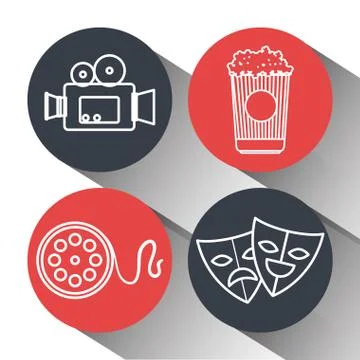 Cinema entertainment elements icons Illustrazione stock