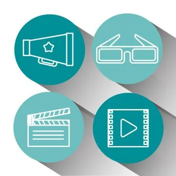 Cinema entertainment elements icons Illustrazione stock