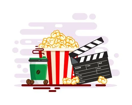 Cinema Entertainment Flat Design Vector Illustration Stock Illustration