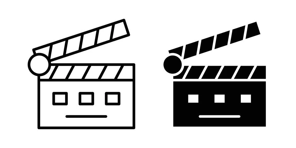 Cinema flapper icon linear versions pack on white background Ilustración de archivo