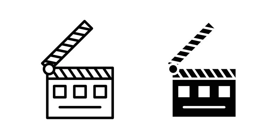 Cinema flapper icon set modern line and solid style collection. Ilustración de archivo