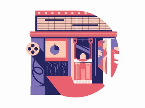 Cinema flat concept Stock Illustration