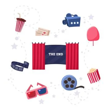 Cinema Flat Design Elements and Icons Illustrazione stock