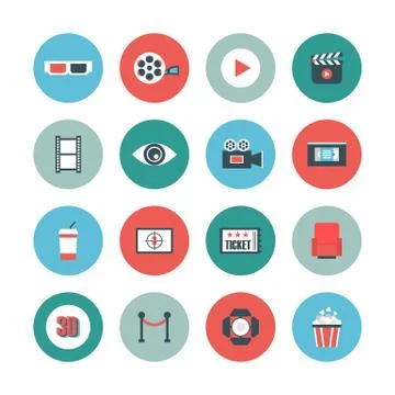 Cinema flat icon Illustrazione stock
