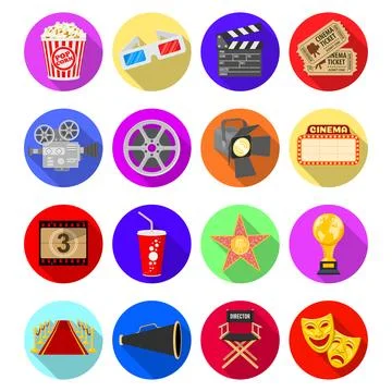 Cinema Flat Icons Set Illustrazione stock