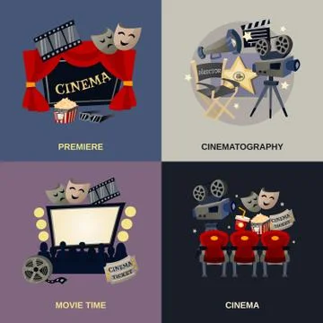 Cinema Flat Set Stock Illustration