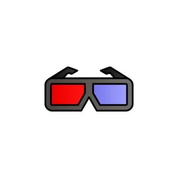 Cinema, glasses, 3d color gradient vector icon Stock Illustration