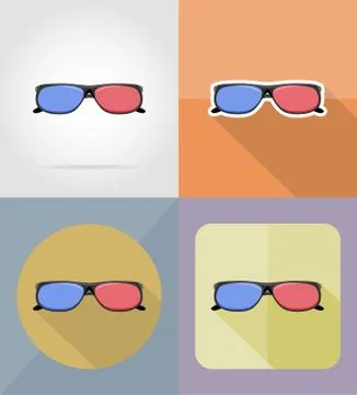 Cinema glasses flat icons vector illustration Stock Illustration