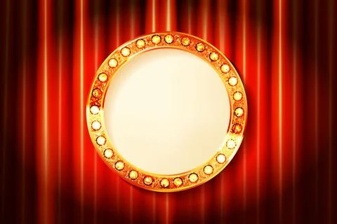 Cinema golden round frame Stock Illustration