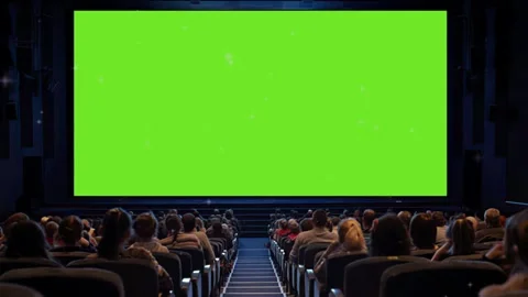 Cinema with green screen background projection in front of an audience Stock Footage 310289687
