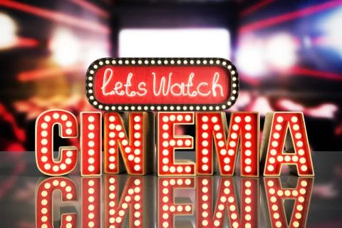 Cinema had light concept nave lets watch cinema 3d render background Stock Illustration