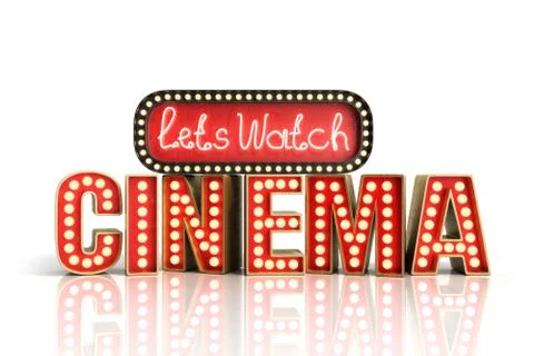 Cinema had light concept nave lets watch cinema 3d render on white Stock Illustration