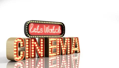 Cinema had light concept nave lets watch cinema 3d render on white Stock Illustration