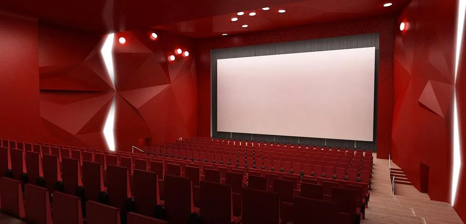 Cinema hall, 3d render Stock Illustration