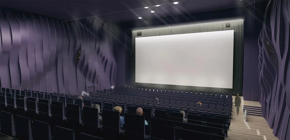 Cinema hall, 3d render Stock Illustration