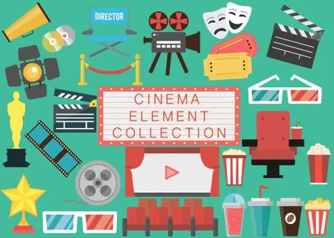 Cinema hall elements Stock Illustration