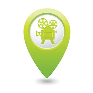 Cinema icon green map pointer Stock Illustration