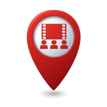 Cinema icon red map pointer Stock Illustration