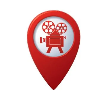 Cinema icon red map pointer Stock Illustration