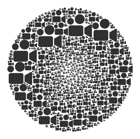 Cinema Icon Round Bubble Collage Stock Illustration