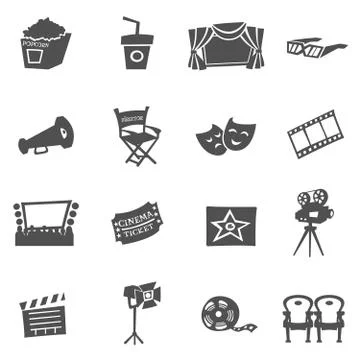 Cinema Icons Set Stock Illustration