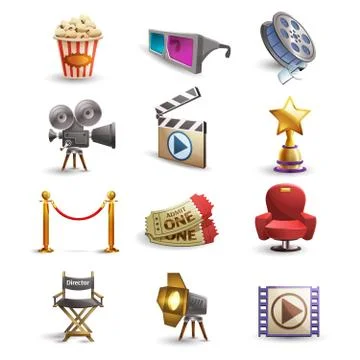 Cinema icons set Illustrazione stock