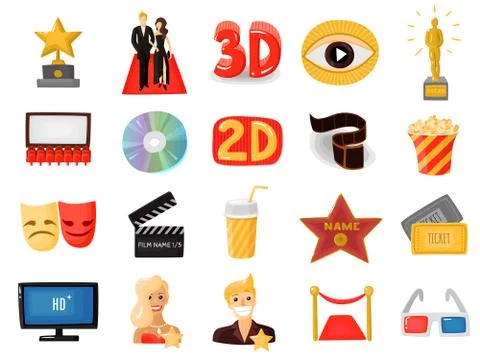 Cinema Icons Set Illustrazione stock