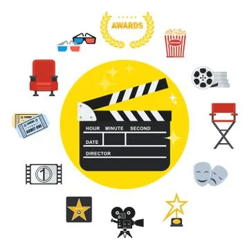 Cinema icons set Illustrazione stock